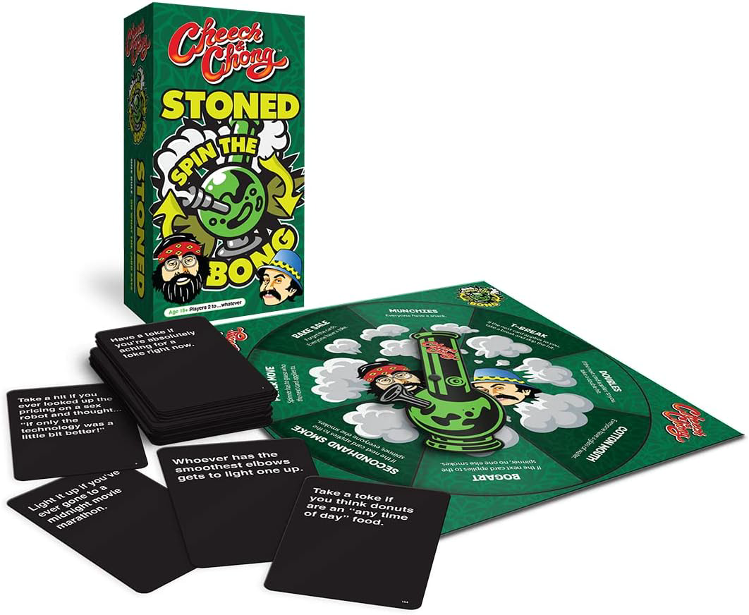 Cheech & Chong Spin the Bong Game, Play With Stoners, Follow Card & Bong Commands, Grass, Munchies, & Music for Blissful Playtime & Relaxation, 18+