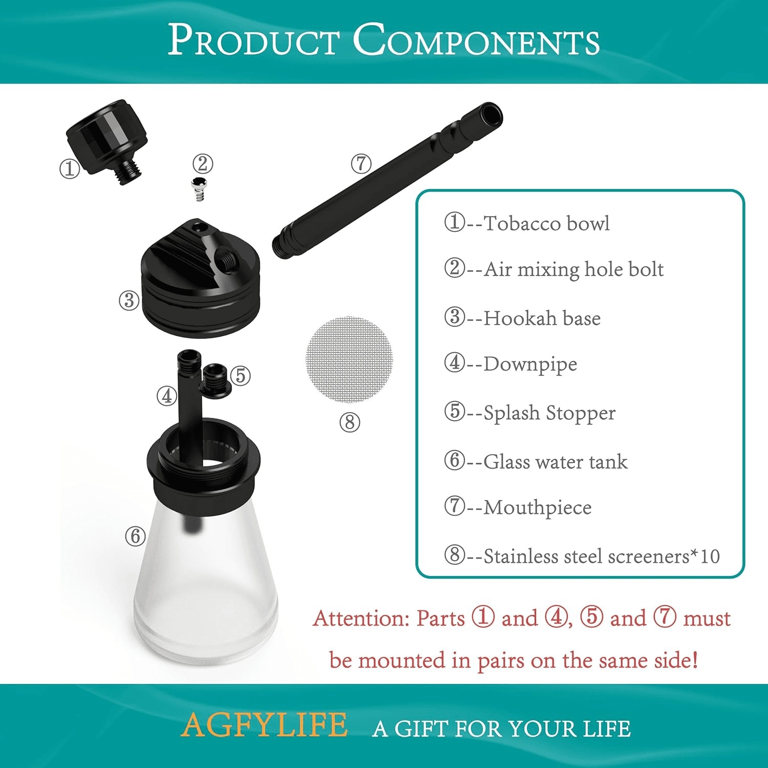 Mini Portable Hookah Set, Designed for Tobacco Use, for Home or Travel