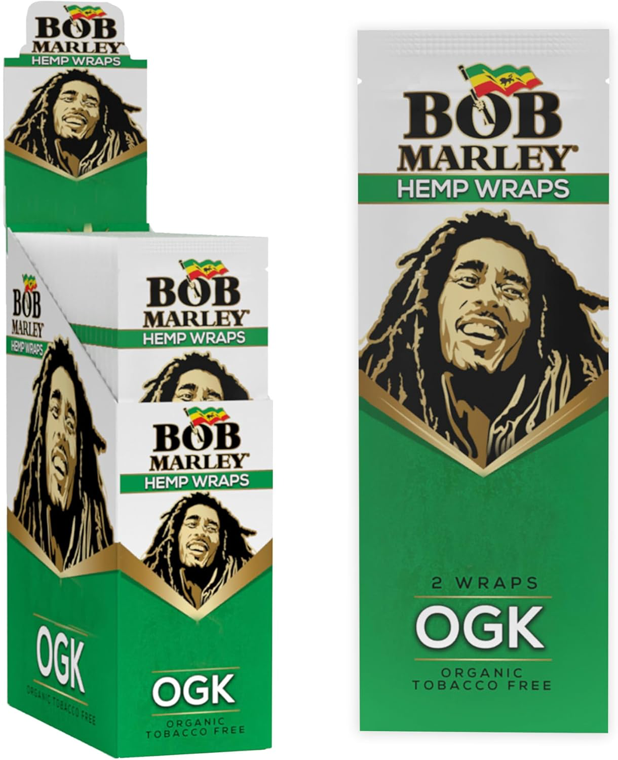 Bob Marley - OGK Organic Wraps, Tobacco Free Green and White