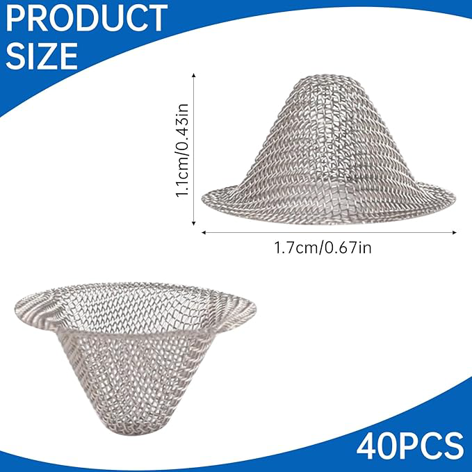Pipe Screens,1/2 Inch Stainless Steel Bowl Screens Filters Conical Design Metal Filters 0.5 Inch Mini Metal Clean Screen Reusable Filters Self-Adjustable 2 Per Pack
