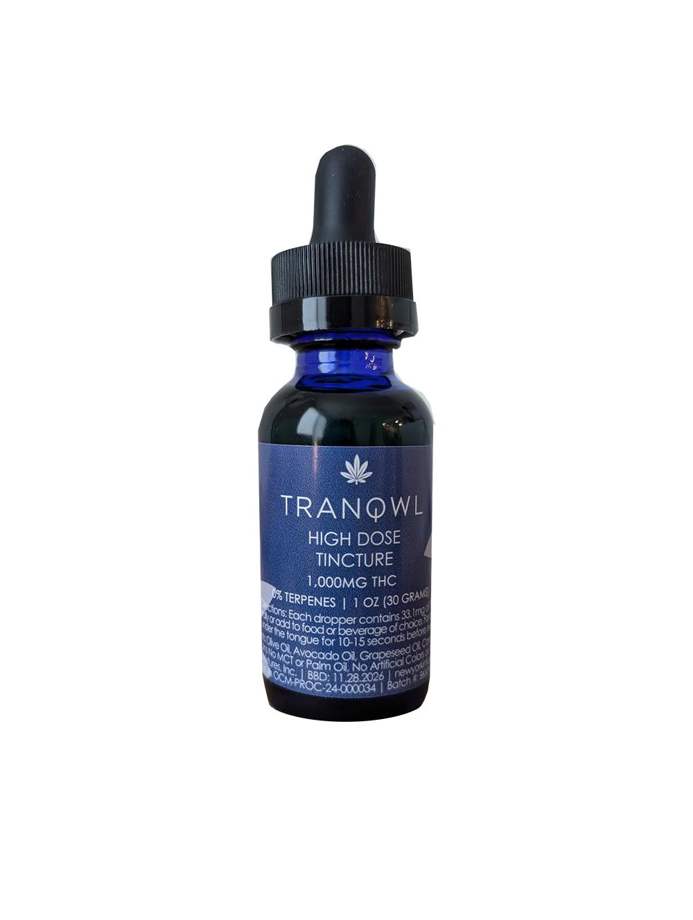 High Dose Tincture - 1,000mg THC - TRANQWL