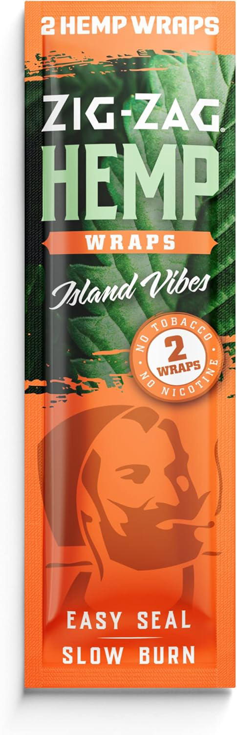 ZIG-ZAG Hemp Wras- Island Vibes (2 Wraps Per Pack) 100% Natural, Slow-Burning
