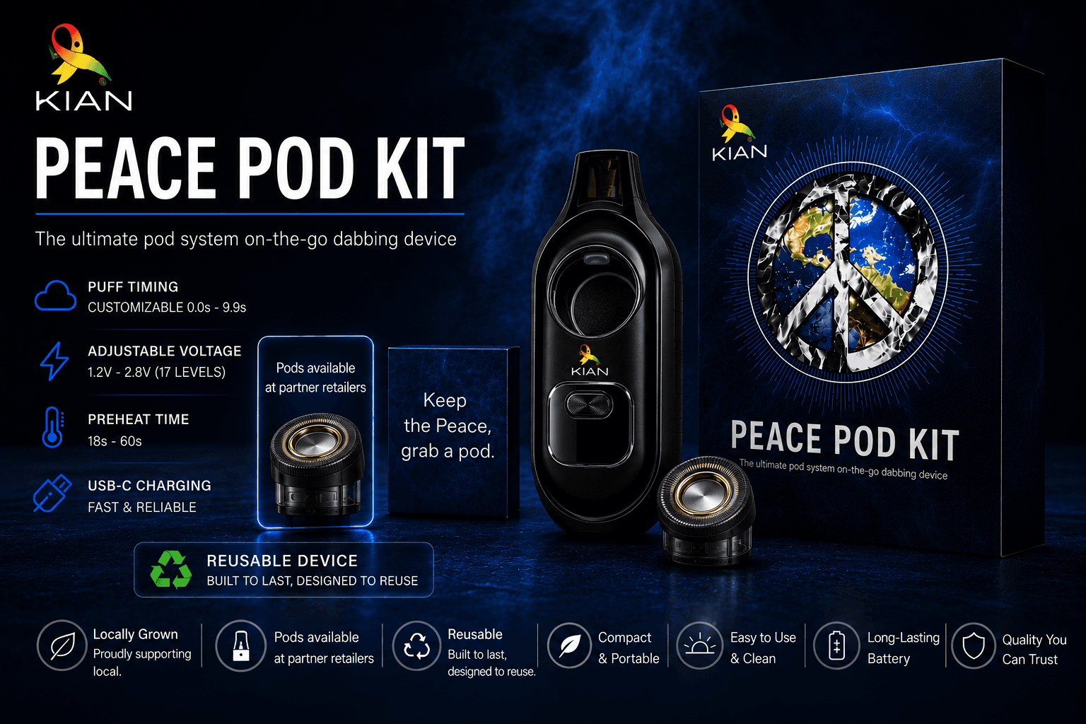 Peace Pod Kit | Live Resin | Includes Vape and Pod| 0.5 Grams product photo