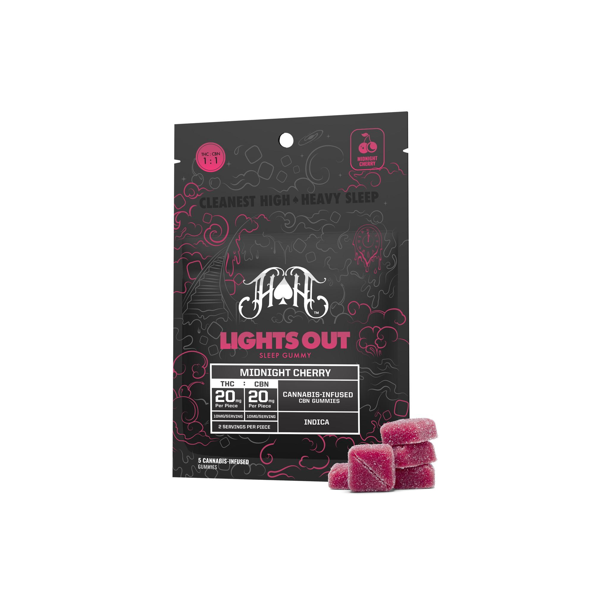 Midnight Cherry | Lights Out CBN Sleep Gummies - 100mg THC | 100mg CBN - Heavy Hitters