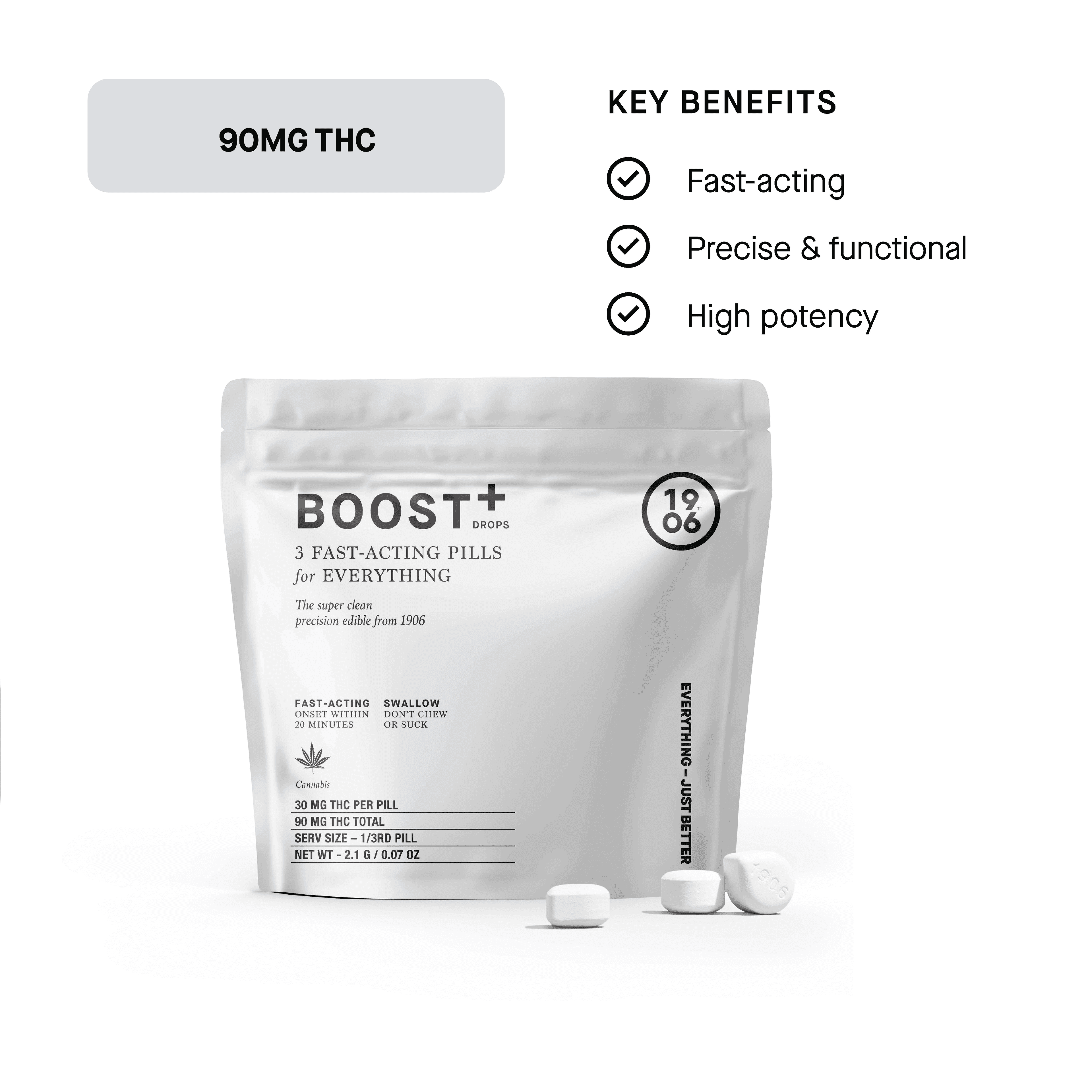 "Boost 30" Pouches | Plant-Based Pills | 3 Pack | 90mg THC