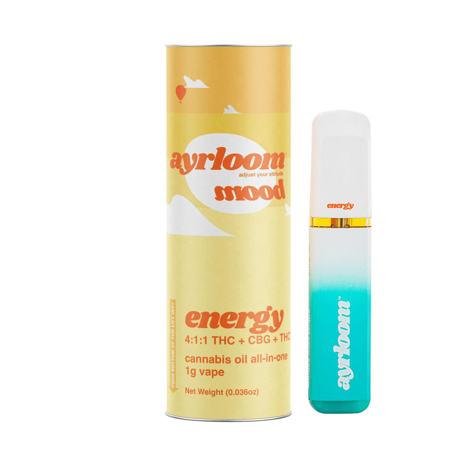 Ayrloom "Energy" | AIO Vape | 1 Gram (600THC:150CBG:150THCV)