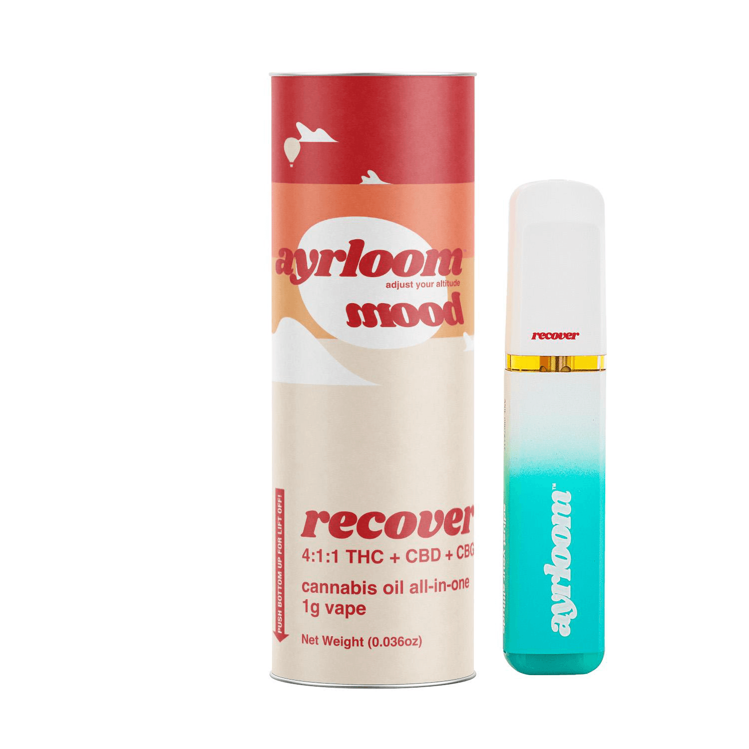 Ayrloom "Recover" | AIO Vape | 1 Gram (600THC:150CBD:150CBG)