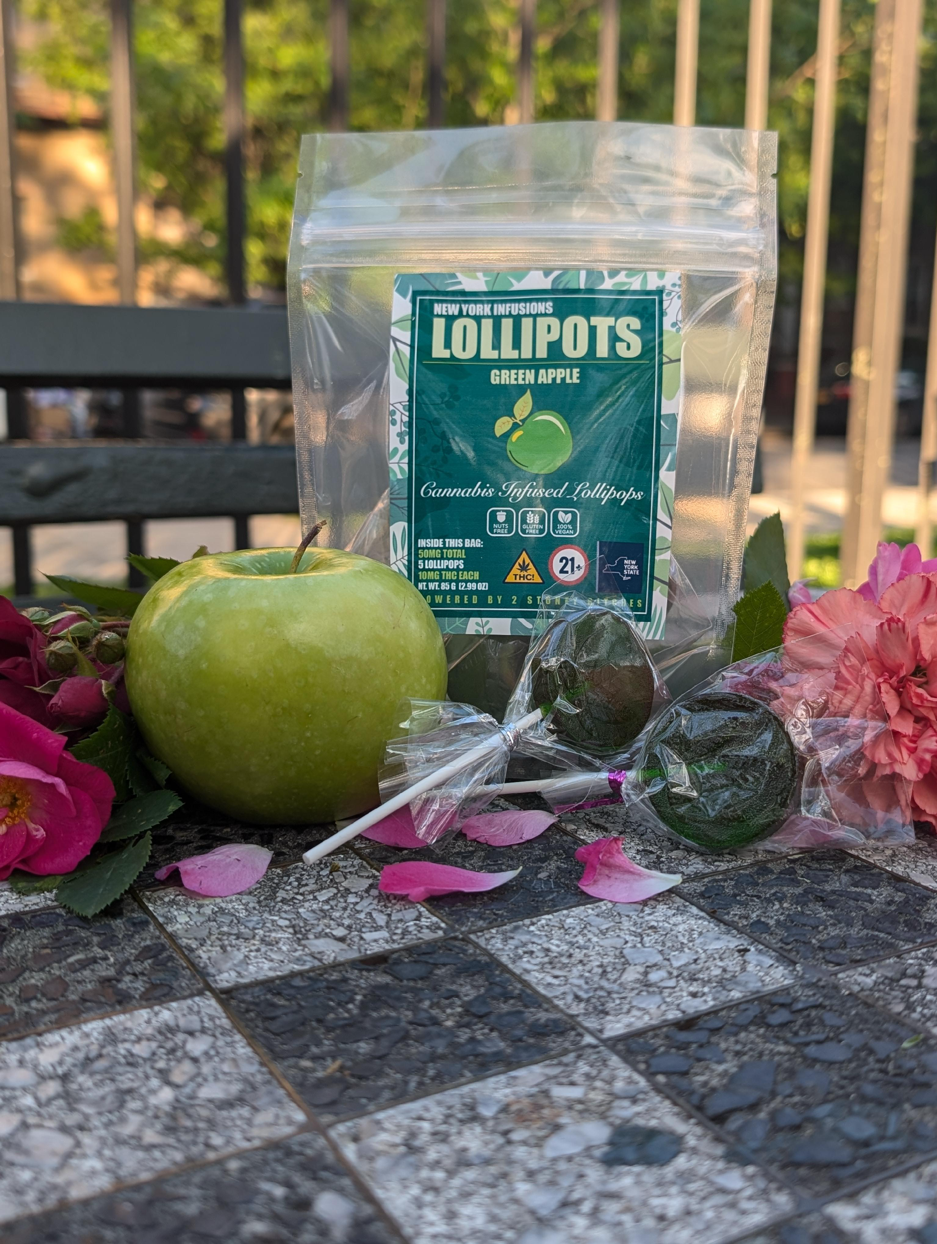 Green Apple Lollipops - 5 Pk (10 mg/ea) - New York Infusions