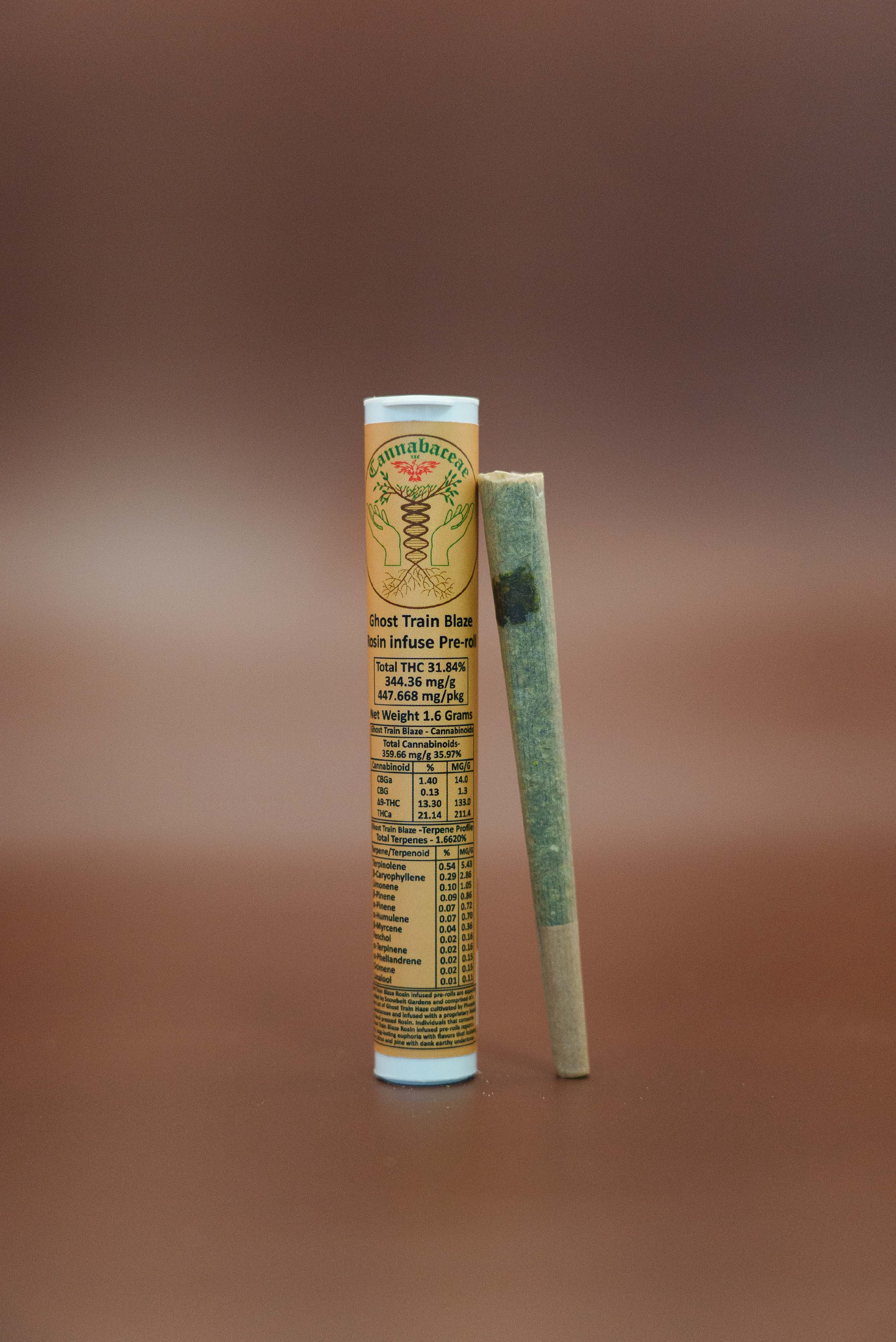 Rosin Infused Pre Roll Ghost Train Blaze Indica1.5 Grams